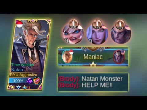 NATAN AGGRESIVE REAL MONSTER YOU CAN'T STOP ME BRO - BUILD TOP 1 GLOBAL NATAN | MOBILE LEGENDS