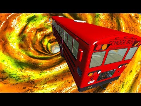 Cars Falling Into Volcano Vortex  - BeamNG drive