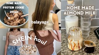 Homemade High Protein Cookie Dough, SHEIN haul, Homemade almond milk, Balayage hair, and more!