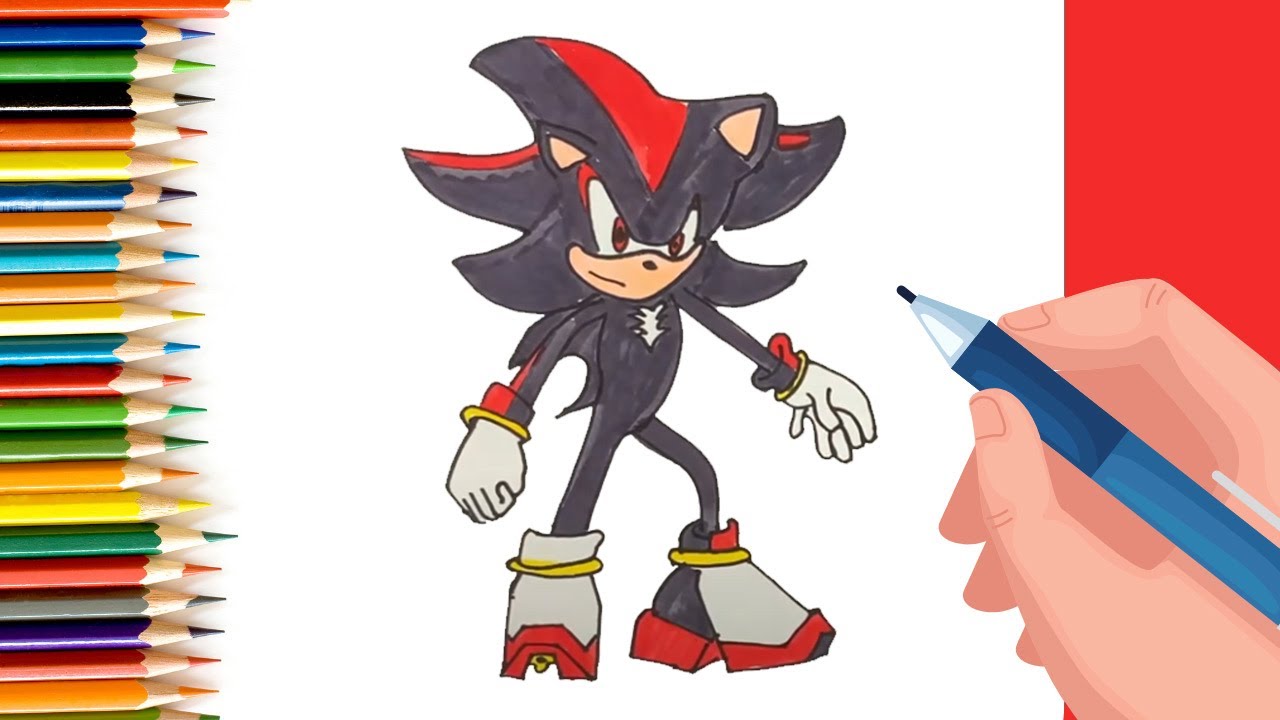 How to draw shadow the hedgehog from sonic for Kids