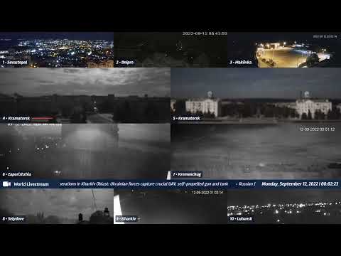 Hits on Kramatorsk -- Cam 4 & 5 - audio delay - 9/11/2022