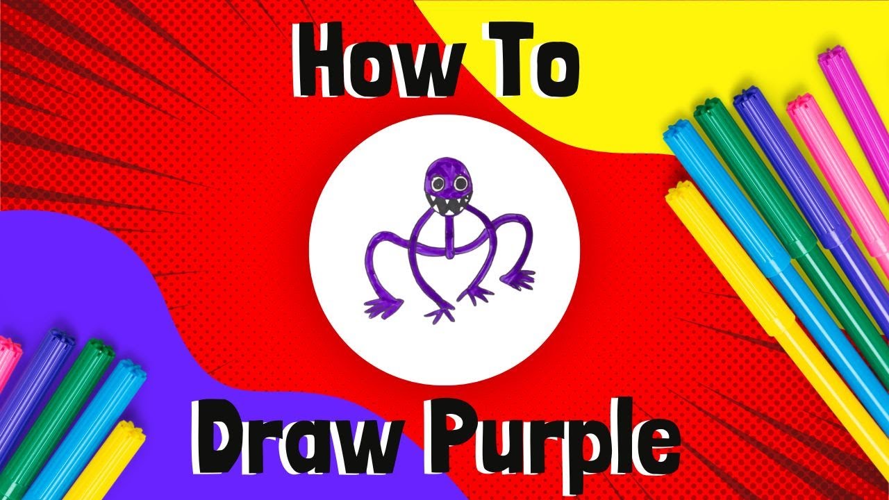 Rainbow Friends 🌈 How To Draw Purple | Draw & Color Art Tutorial