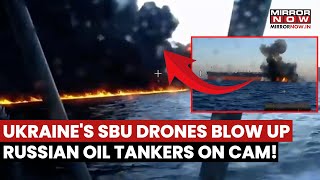 Download lagu Ukraine's SBU Drones BLOW UP Russian Shadow Fleet Tankers In Black Sea, Attack Caught On Cam mp3