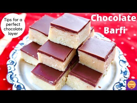 Perfect CHOCOLATE BARFI /2 Layer Chocolate Burfi/Tips to cut chocolate without cracks/चोक्लेट बर्फ़ी