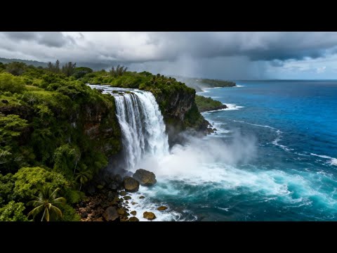 Ocean Waterfall Ambience 🌧️ | Relaxing Nature Sounds for Deep Calm