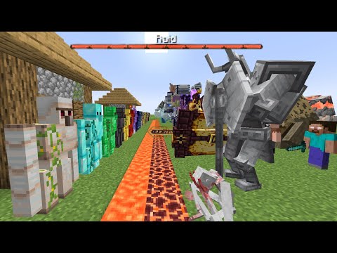 Most Powerful Bosses Raid vs Extra Golem Security - Minecraft Mob Battle