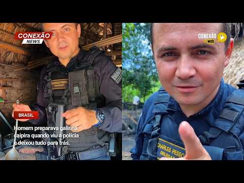 Vídeo: Homem preparava galinha caipira quando viu a polícia e deixou tudo para trás.