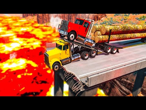 Cars vs Lava vs Broken Bridge vs Ramp Truck #10 — BeamNG.Drive — Rescind Gaming