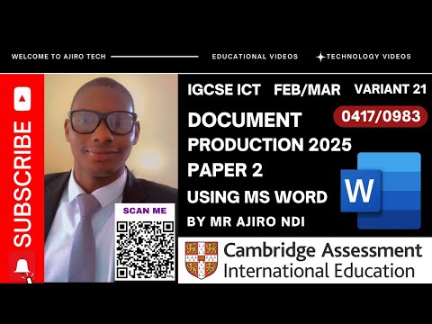 IGCSE ICT (0417/0983) Paper 2 Document Production February March 2025 Variant 21 | Microsoft Word