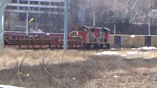 CN leaving Docks with load of rails in Halifax