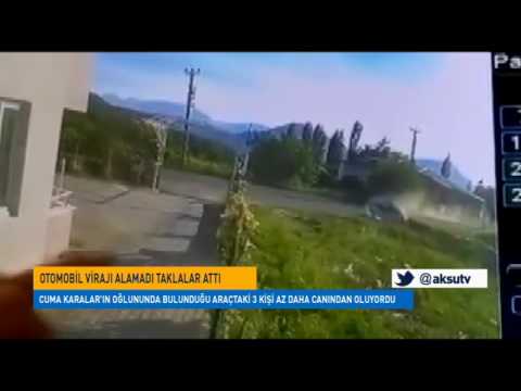 Otomobil Virajı Alamadı Taklalar Attı