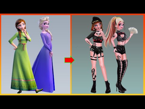 Frozen: Elsa Anna Frozen Glow Up Into Bad Girl - Disney Princesses Transformation Art