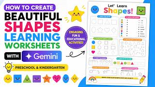 How to Create Beautiful Shapes Learning Worksheets with Gemini | Preschool & Kindergarten