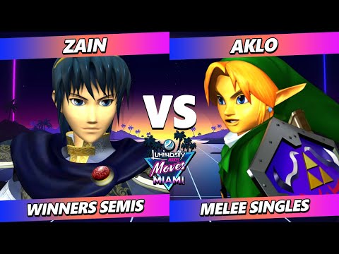 LMM Miami 2024 TOP 8 - Zain (Marth) Vs. Aklo (Link, Fox) Smash Melee - SSBM