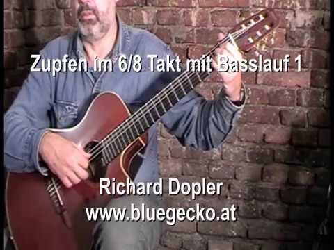 Zupfen 6 8 Takt mit Basslauf A Dur