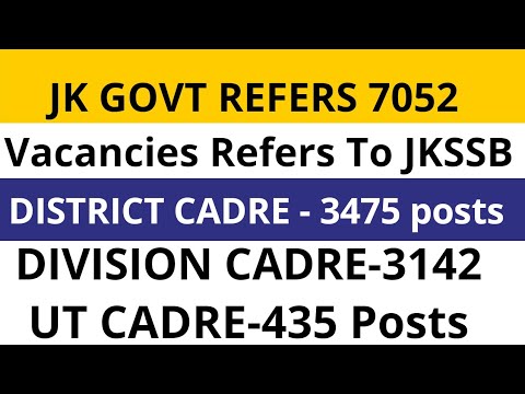 7052 VACANCIES DECLARED ! CLASS 4| DISTRICT WISE|UT CADRE |DIVISION CADRE|REFER TO JKSSB |STAY TUNED