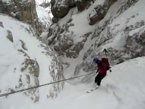 Dolomites steep skiing - Canale Holzer