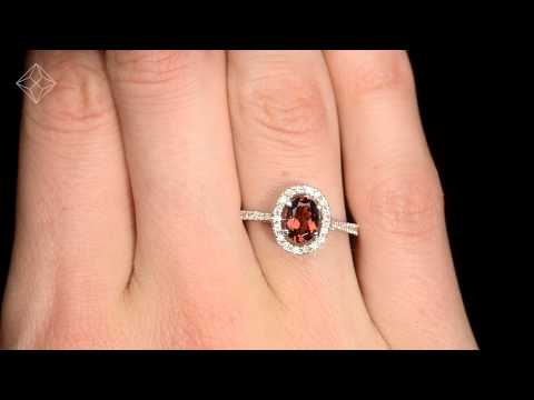 UT42 RVY - Pink Tourmaline 0.50CT and Diamond Halo 18K White Gold Ring