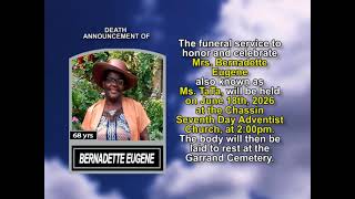 Bernadette Eugene ~ Short Obituary