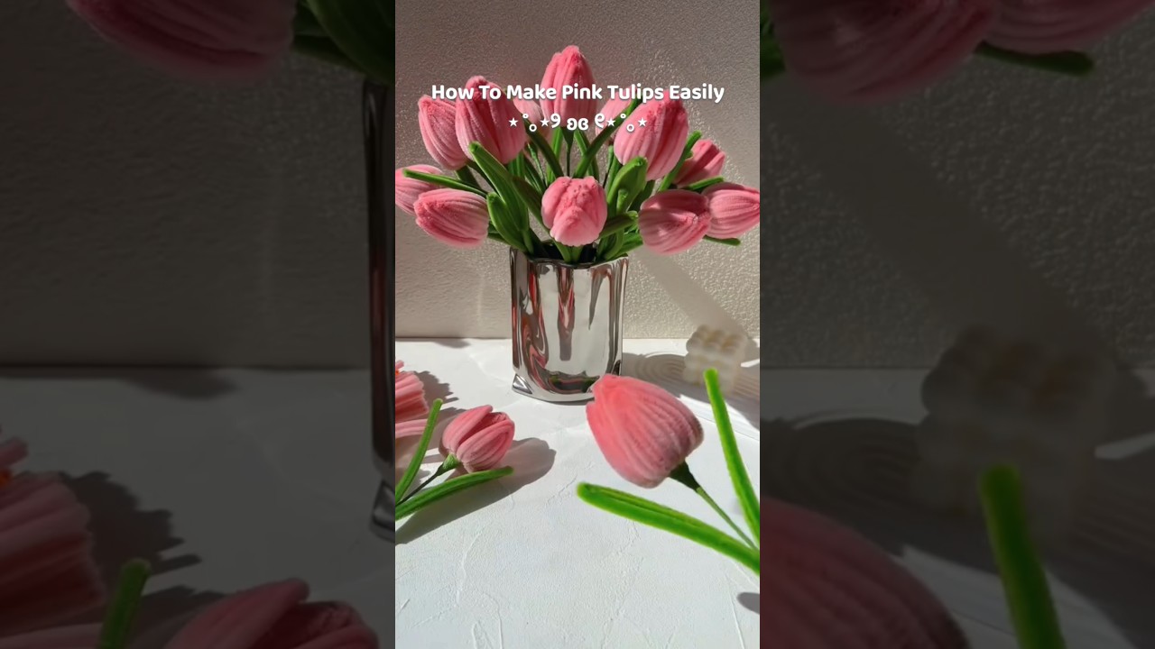 How to make pipe cleaner tulips | fuzzy wire flowers #handmadepipes