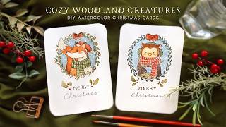 Cozy Woodland Creatures DIY Watercolor Christmas Cards