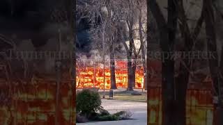В городском парке Каменского произошел пожар (видео)