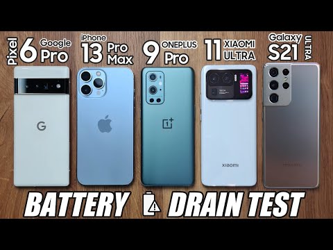 Pixel 6 Pro vs iPhone 13 Pro Max / OnePlus 9 Pro / S21 Ultra / Mi 11 Ultra - BATTERY DRAIN TEST