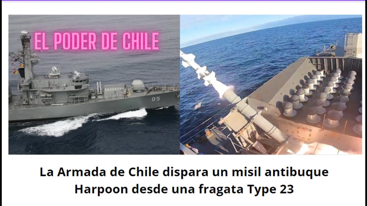 La Armada de Chile dispara un misil antibuque Harpoon desde una fragata Type 23🚨