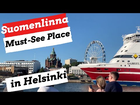 Um passeio de balsa para Suomenlinna, Helsinque, Finlândia