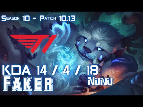 T1 Faker NUNU vs FPX Doinb ORIANNA Mid - Patch 10.13 KR Ranked
