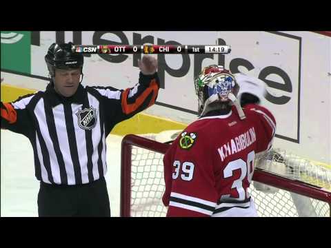 Kyle Turris breaks Khabibulin's mask