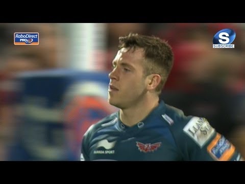 Brilliant Gareth Davies Try from his own kick ahead - Ulster v Scarlets 14th March 2014