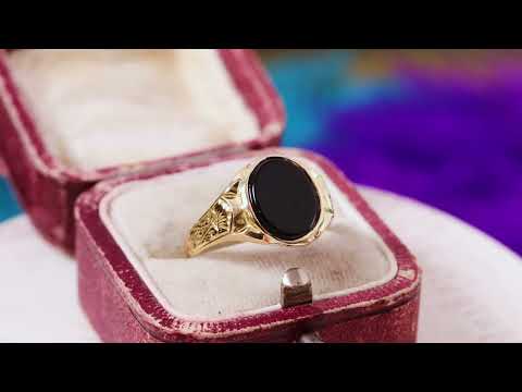 Glorious Date 1897 Black Onyx Signet Ring