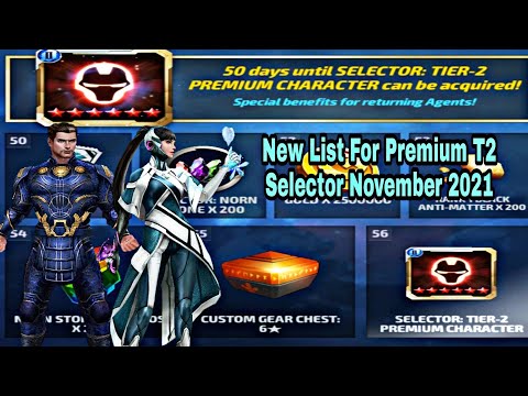 New List For Premium T2 Selector November 2021 - Marvel Future Fight