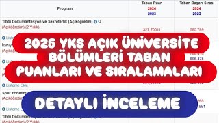 2025 YKS AÇIK ÜNİVERSİTE BÖLÜMLERİ VE TABAN PUANLARI / 2025 AÇIK ÜNİVE