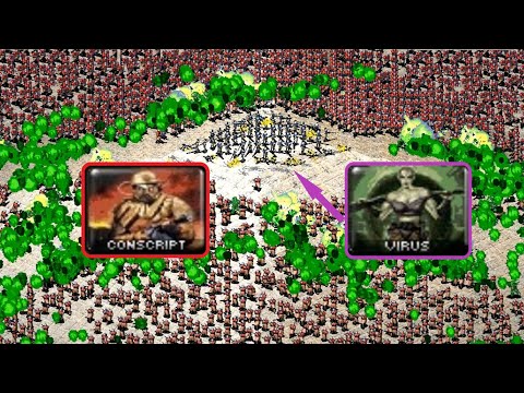 100 Virus vs 5000 Conscripts - On The Hill - Red Alert 2
