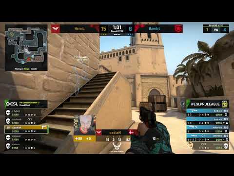 Heroic vs Gambit Insane Clutch by cadiaN. 4v1 Clutch ESL Pro League Season 13