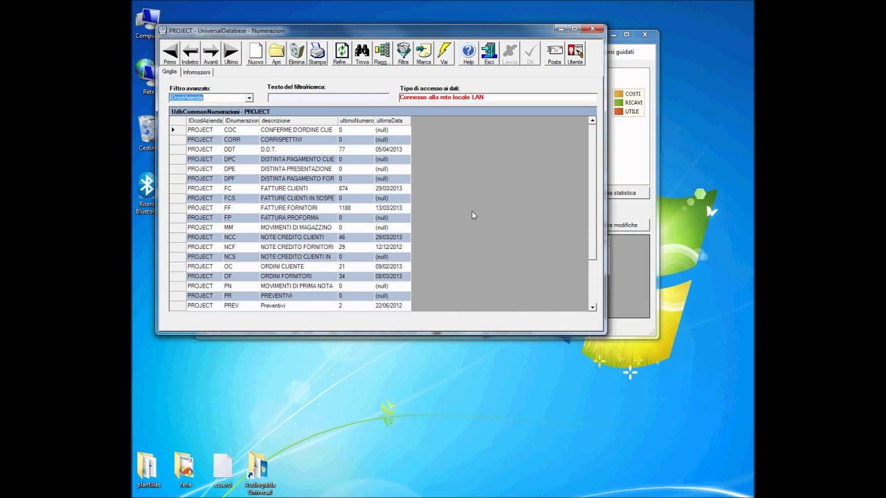 SERDATA - TABELLA NUMERAZIONI - CONFIGURAZIONE