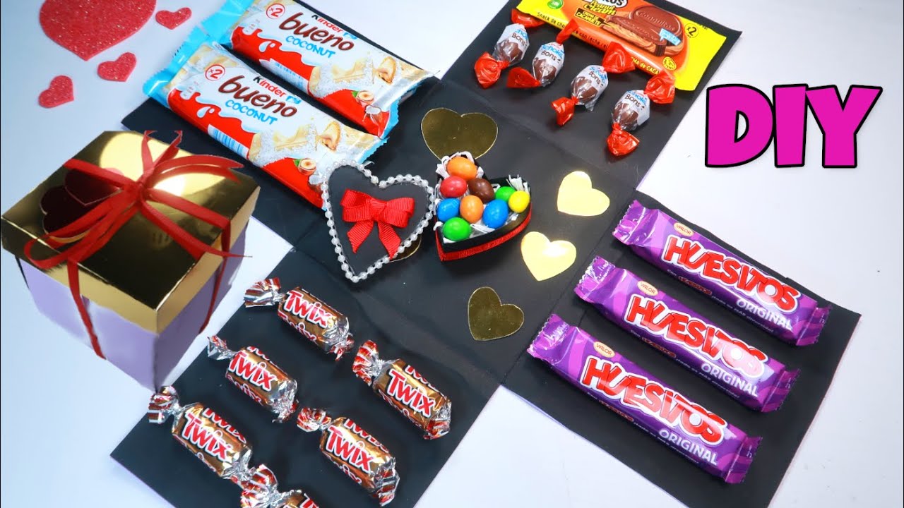 💝 Diy 💝 Caja dulce explosiva de cartulina, idea de regalo para San Valentín, Channelli manualidades
