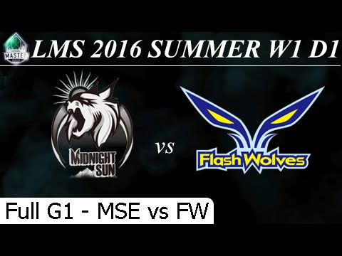 MSE vs FW Game 1 Full + Team Profile - LMS Summer 2016 W1D1M2 Mid Night Sun vs Flash Wolves