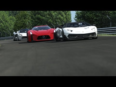 Nissan Concept 2020 Vision GT vs Lamborghini SVJ vs Ferrari LaFerrari vs Centenario at Nordschleife