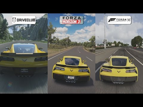 DriveClub vs Forza Horizon 3 vs Forza 6 - 2015 Chevrolet Corvette Z06 Sound Comparison