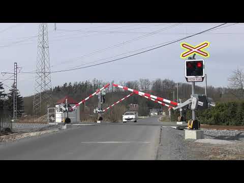 Železniční přejezd Vikýřovice u penzionu (trať 290) - 18.3.2023 / Czech railroad crossing