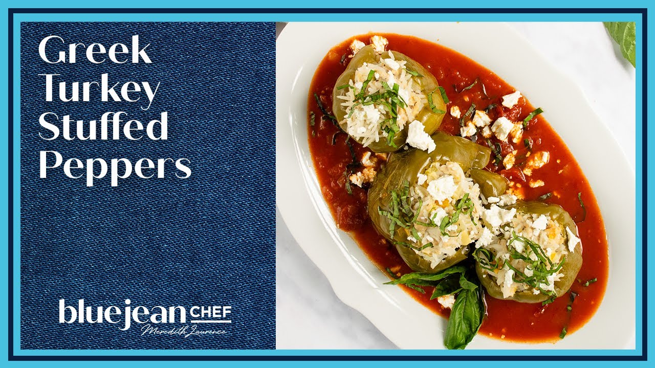 Greek Turkey and Zucchini Stuffed Peppers | Blue Jean Chef