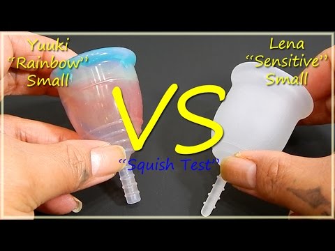 Yuuki Rainbow Sm vs Lena Senstive Sm "Squish Test" - Menstrual Cups