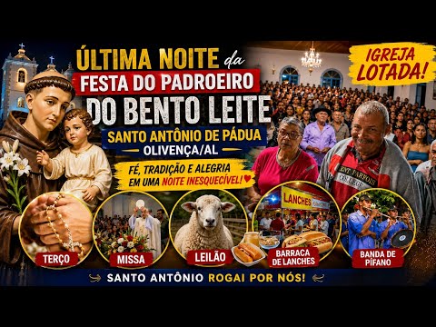 Muita gente na última noite de festa de Santo Antônio de Pádua no Bento Leite em Olivença/AL. 