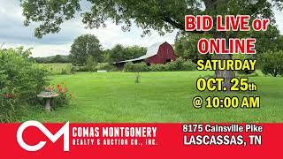 Rare Lascassas Farm Auction - 8175 Cainsville Pike - 26+/- AC - Home, Barn, Shop | Oct. 25th, 2025