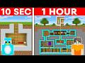 10 Second Vs 1 Hour Underground House Build Challenge In Minecraft