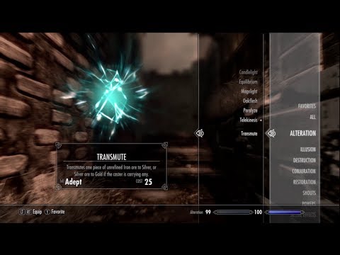 Skyrim: How to get TRANSMUTE - Turn Iron into gold! (Unique Spells #7)