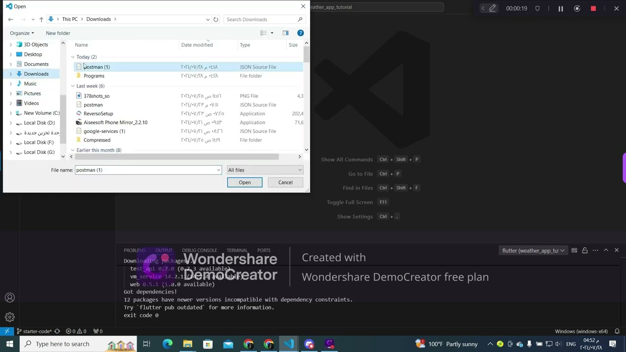 import json file to thunder client